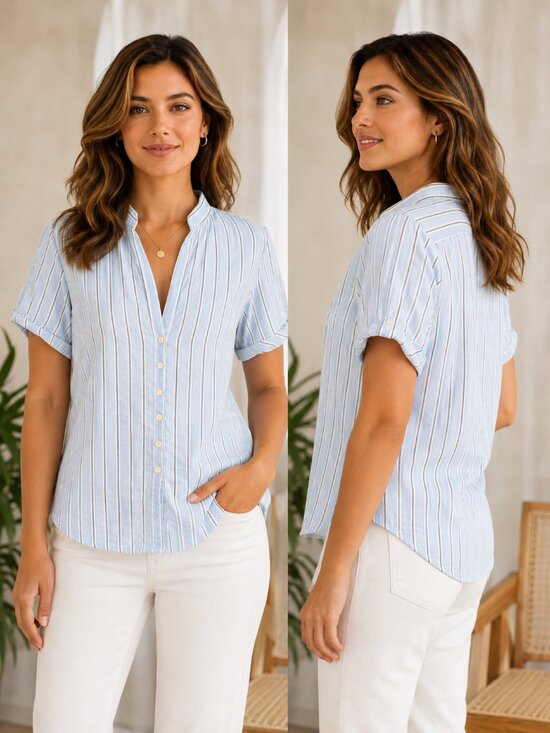 columbia sportswear Tops - Columbia Sportswear Blue Black White Stripes Cotton Women's Top - Size Small NEW